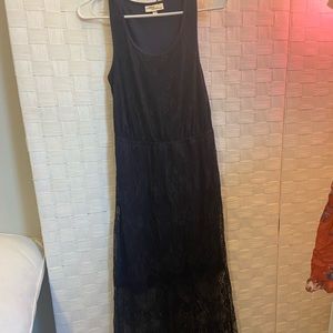 Allison Brittney Navy Lace Long Dress